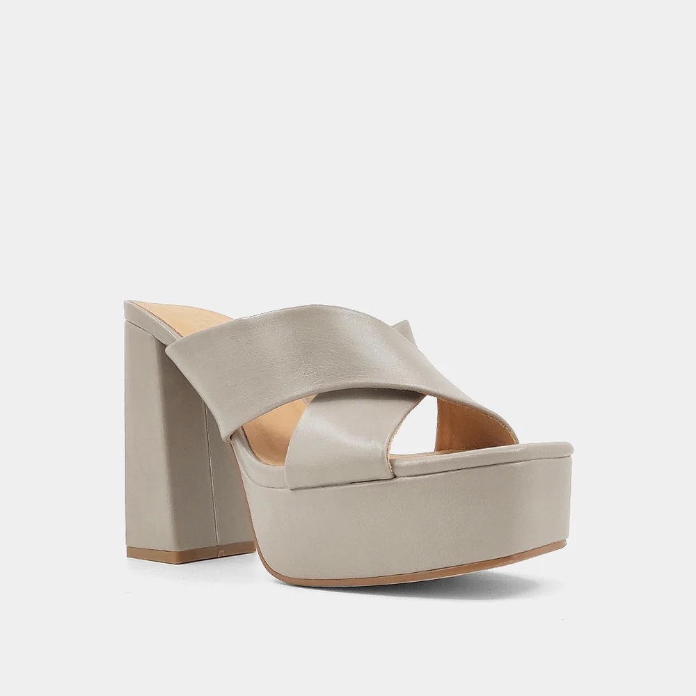 ShuShop Platform Mule Sandals in Light Taupe